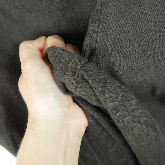 FLAX Large Pants 100% Linen Flat Front Pull On Chocolate Brown Lagenlook Minimal - Picture 4 of 7